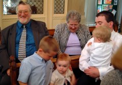 Grandad Gordon Gornall with Barbara, Uncle Michael & Family in Church